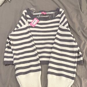 Edikted Gray and White Striped Sweater